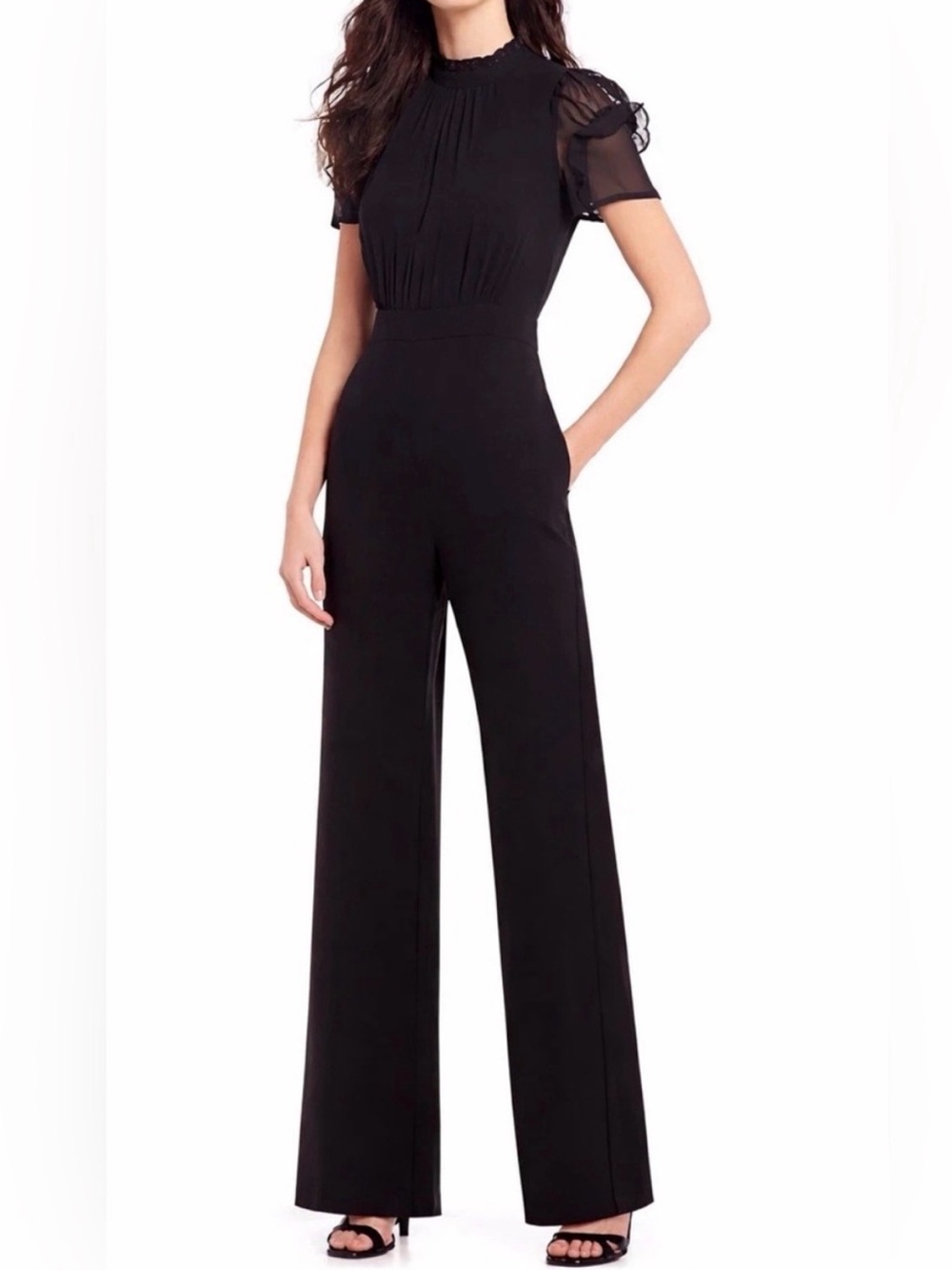 Vince Camuto Black Short-Sleeve Wide-Leg Jumpsuit Size 6